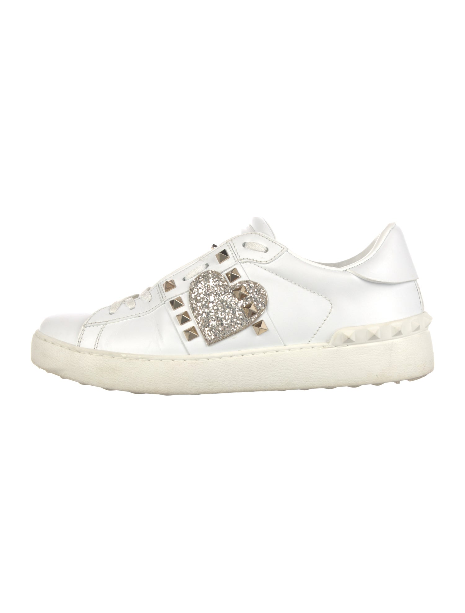 Valentino Rockstud Accents Leather Sneakers