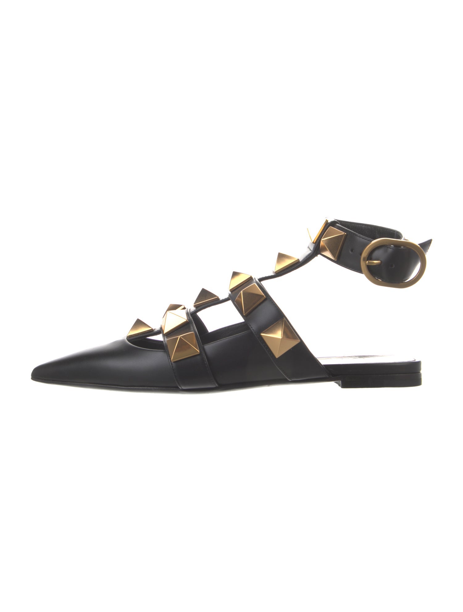 Valentino Rockstud Accents Leather Slingback Flats