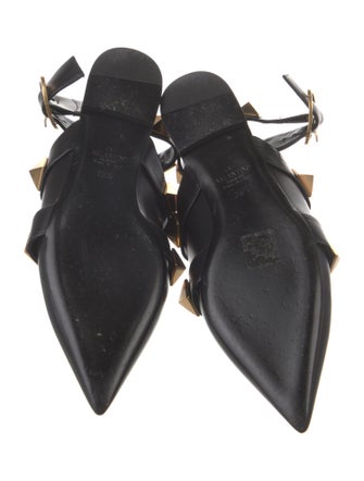 Valentino Rockstud Accents Leather Slingback Flats