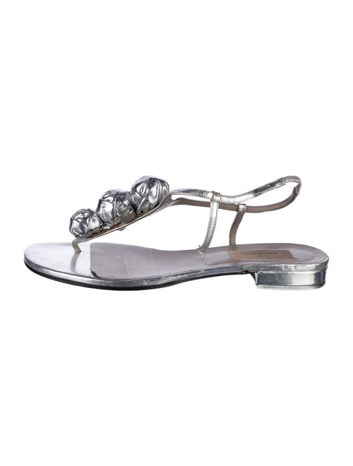 Valentino Leather Floral Print Slingback Sandals