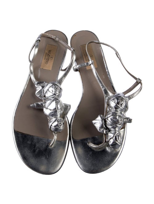 Valentino Leather Floral Print Slingback Sandals