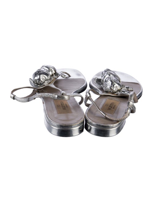 Valentino Leather Floral Print Slingback Sandals