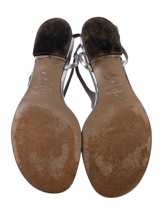 Valentino Leather Floral Print Slingback Sandals