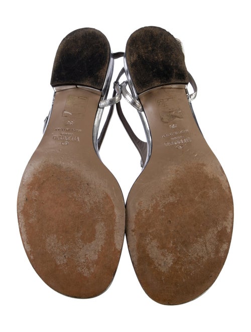 Valentino Leather Floral Print Slingback Sandals