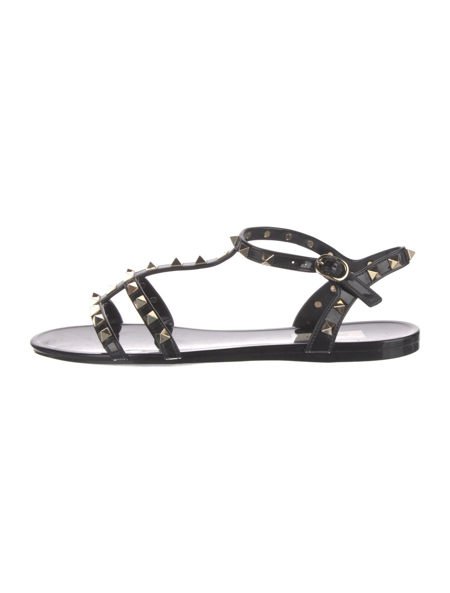 Valentino Rockstud Accents Rubber T-Strap Sandals
