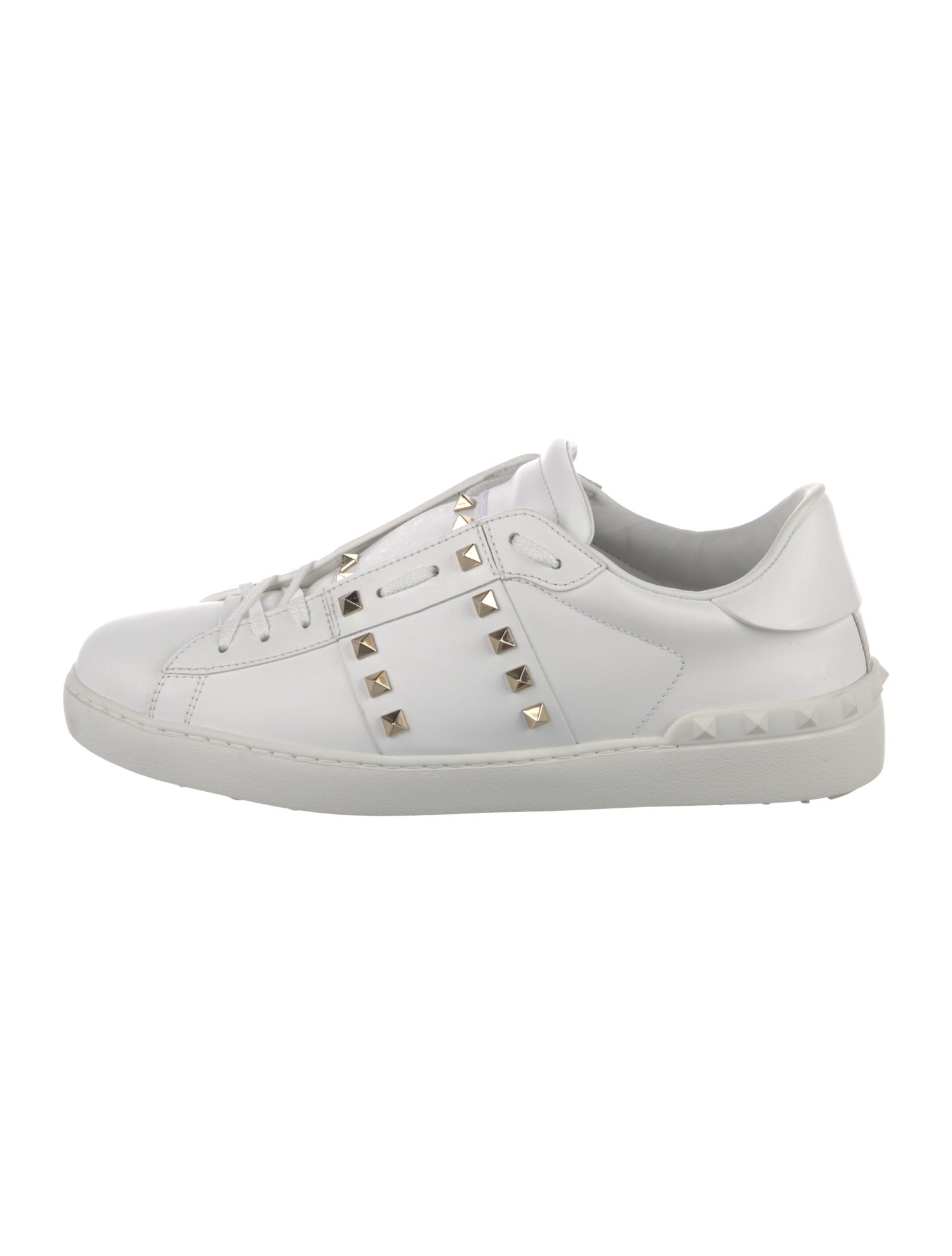 Valentino Rockstud Accents Leather Sneakers