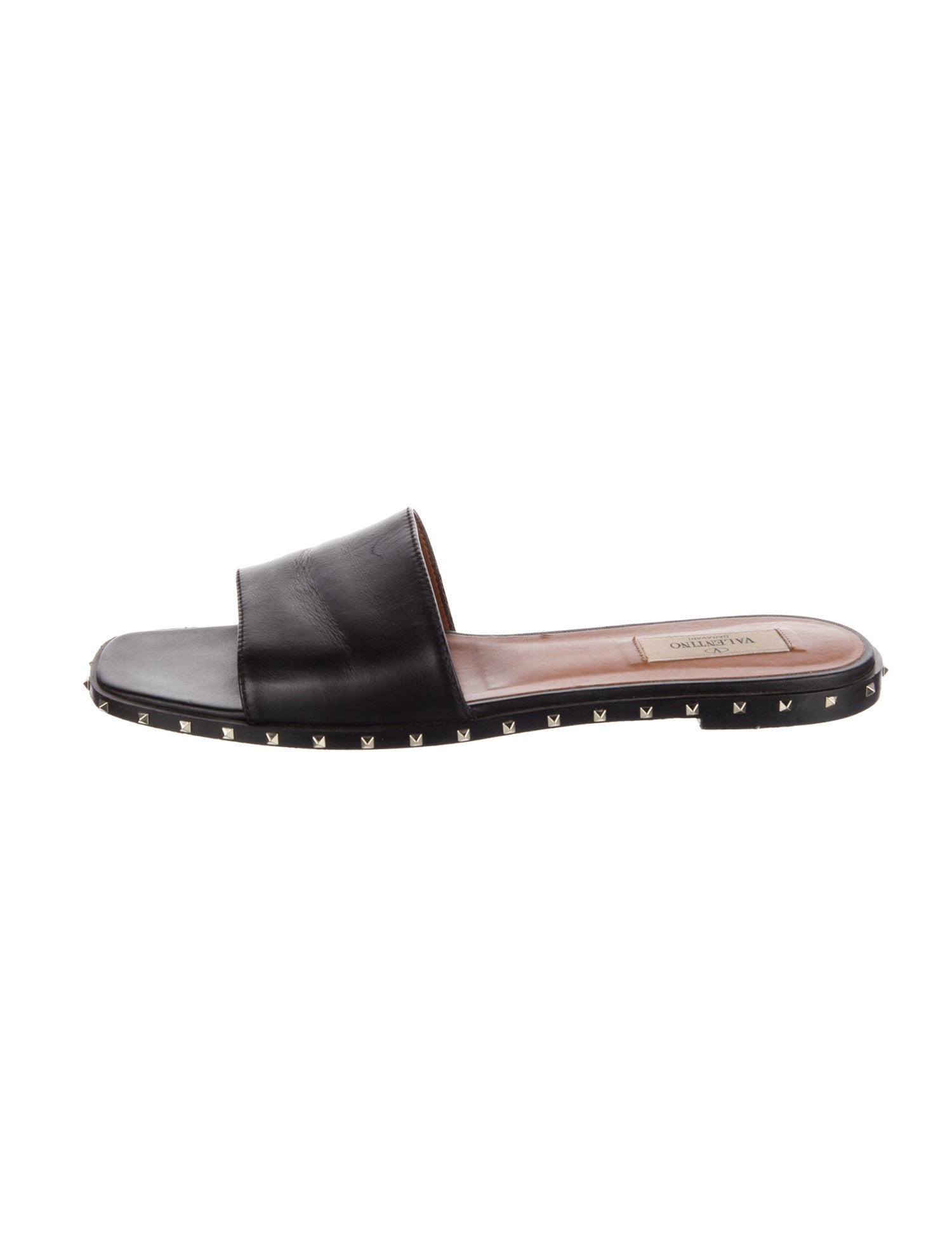 Valentino Rockstud Accents Leather Slides