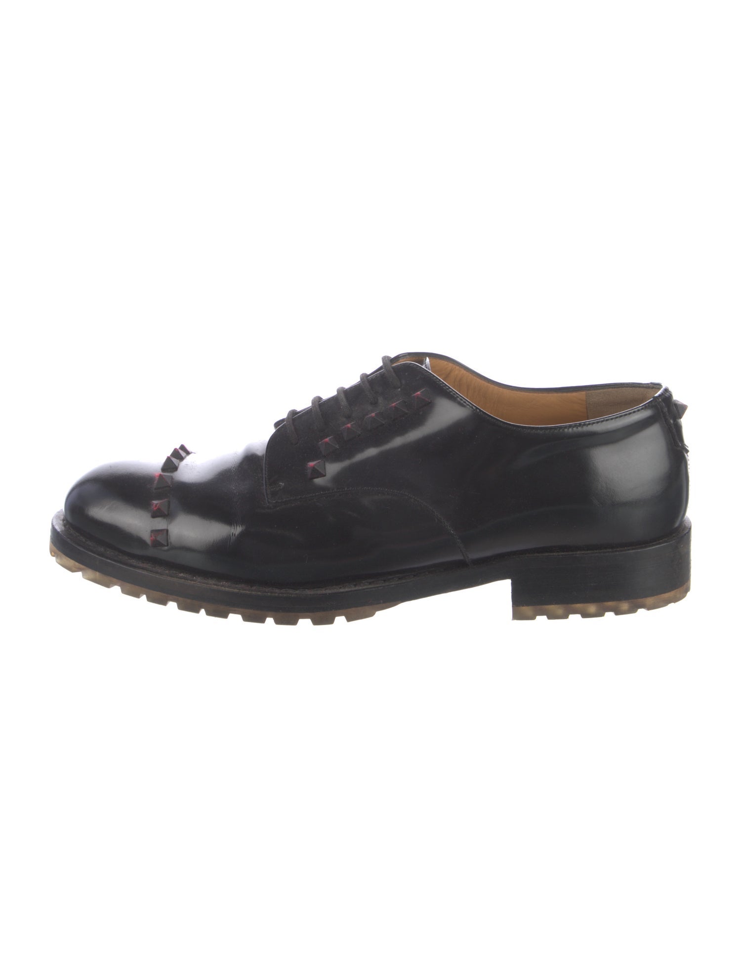 Valentino Rockstud Accents Leather Derby Shoes