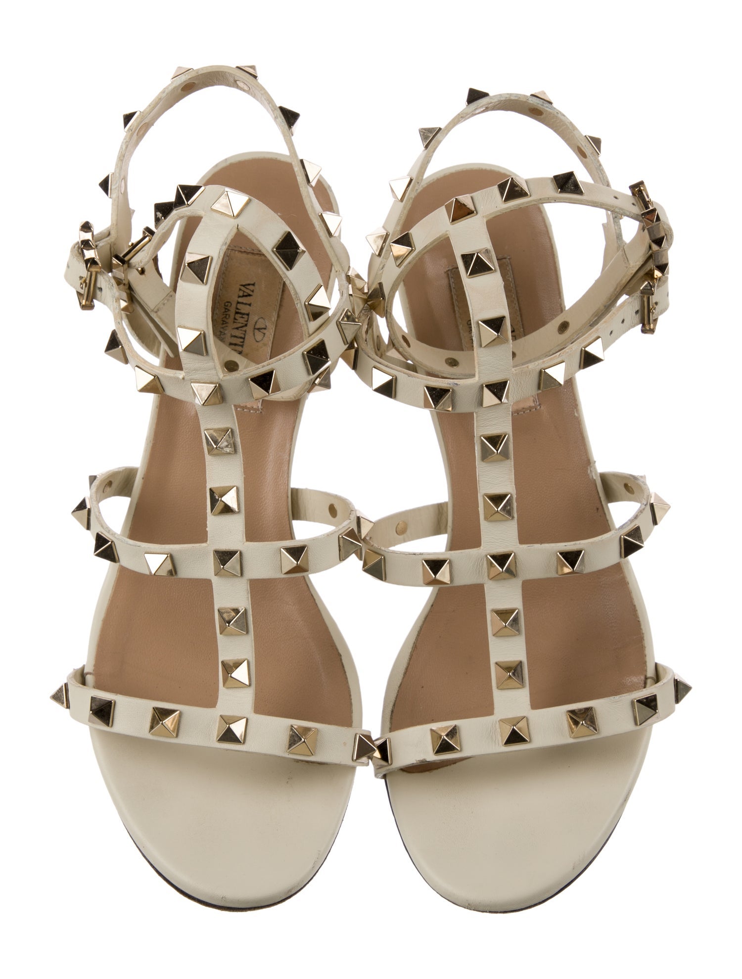 Valentino Rockstud Accents Leather Gladiator Sandals
