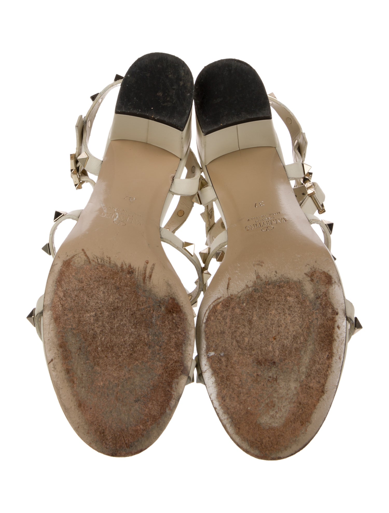 Valentino Rockstud Accents Leather Gladiator Sandals