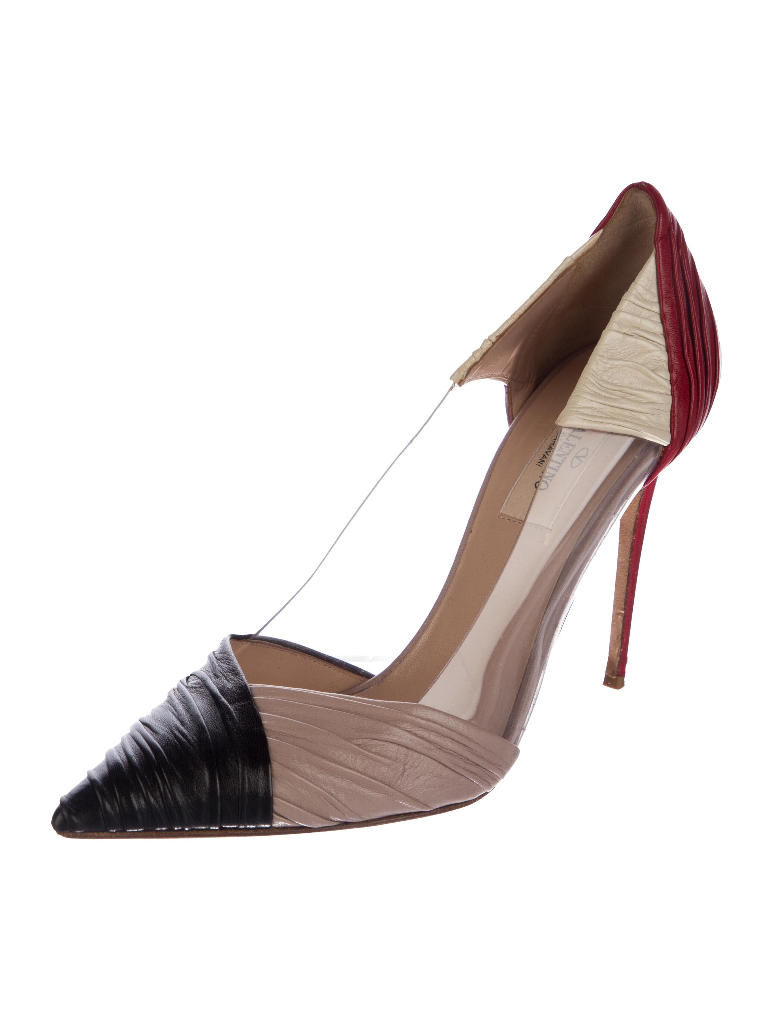 Valentino Leather Colorblock Pattern D'Orsay Pumps