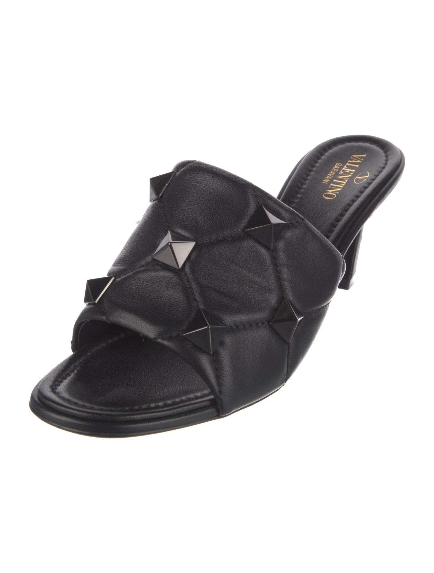 Valentino Rockstud Accents Leather Slides