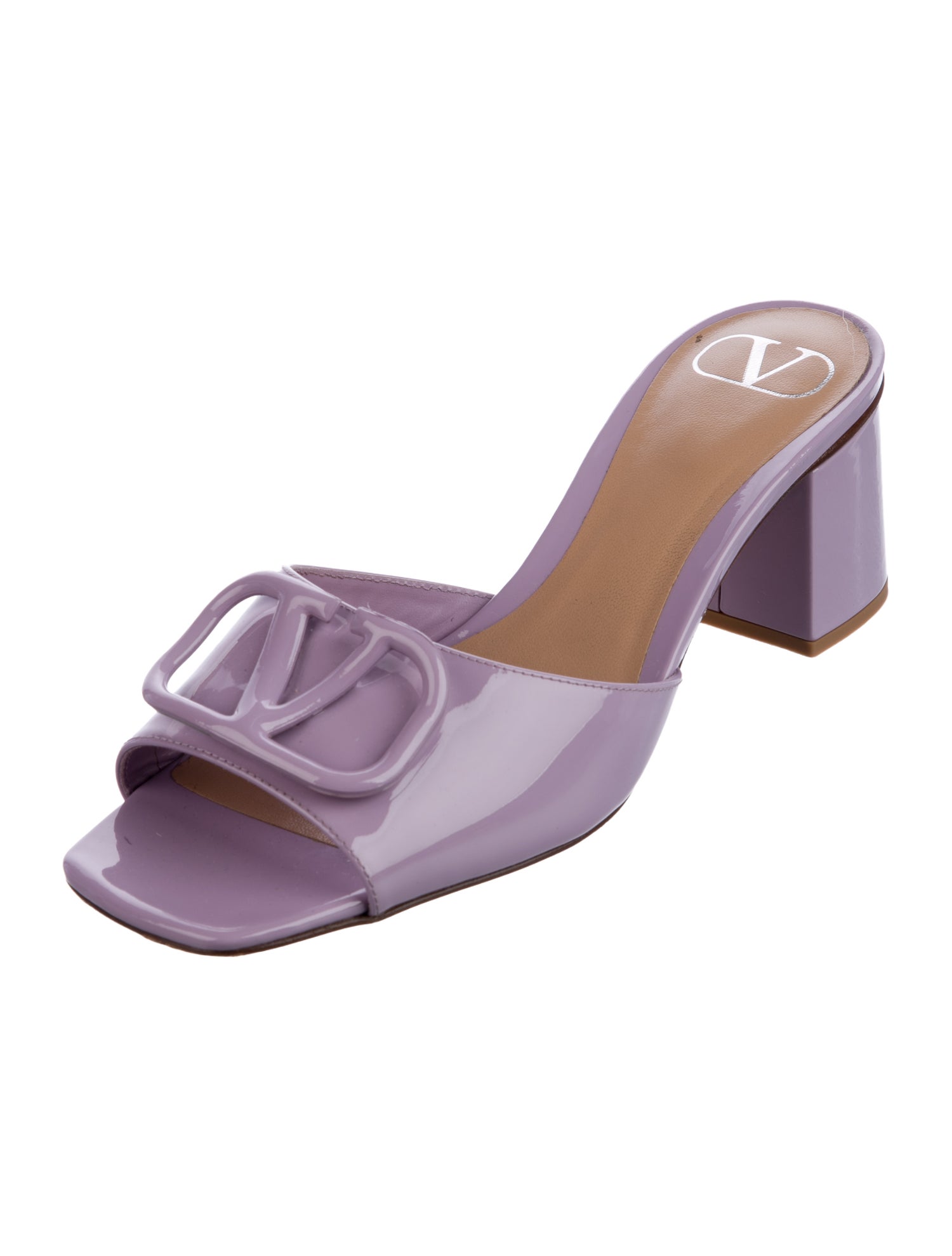 Valentino Rockstud Accents Patent Leather Slides