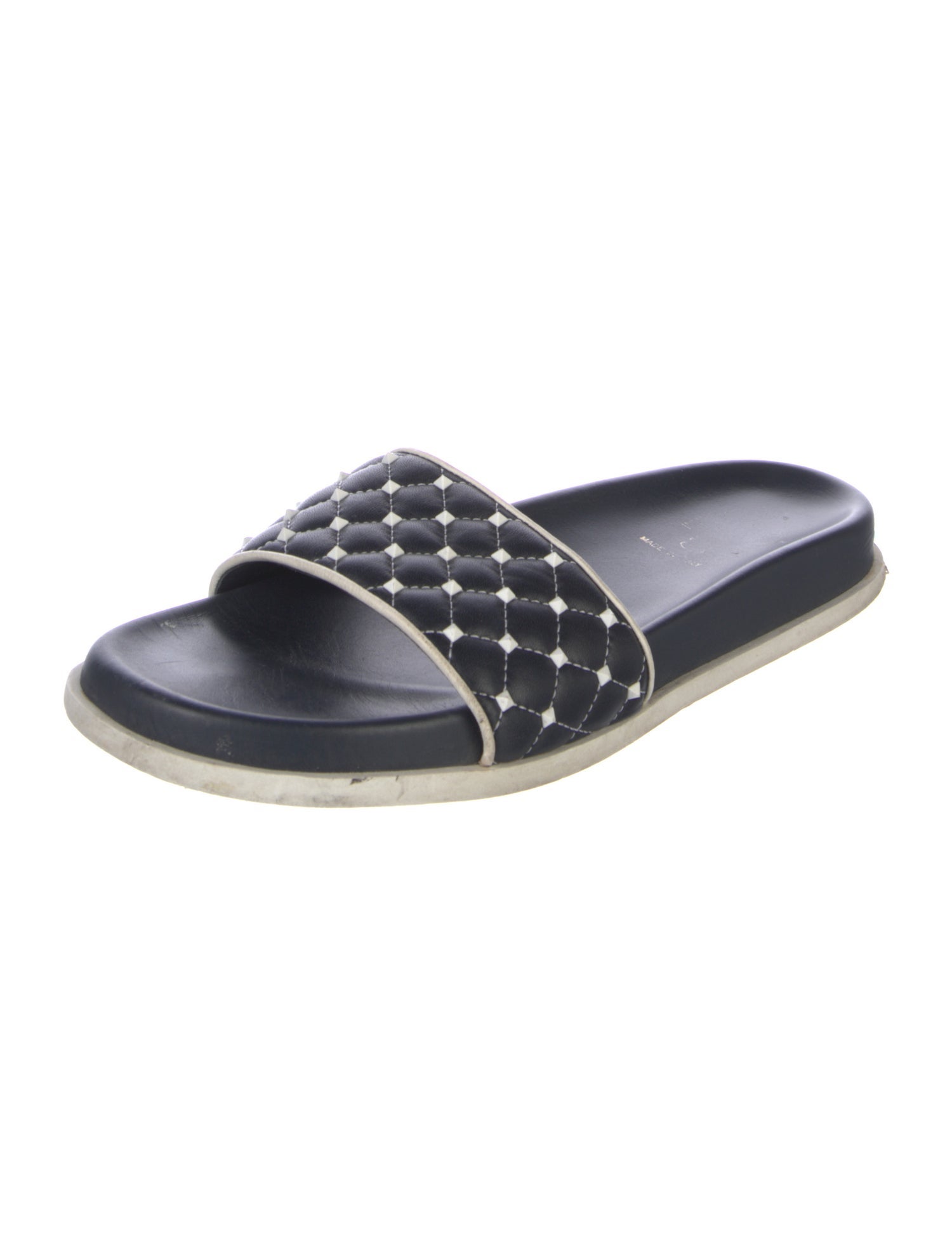 Valentino Rockstud Accents Leather Slides