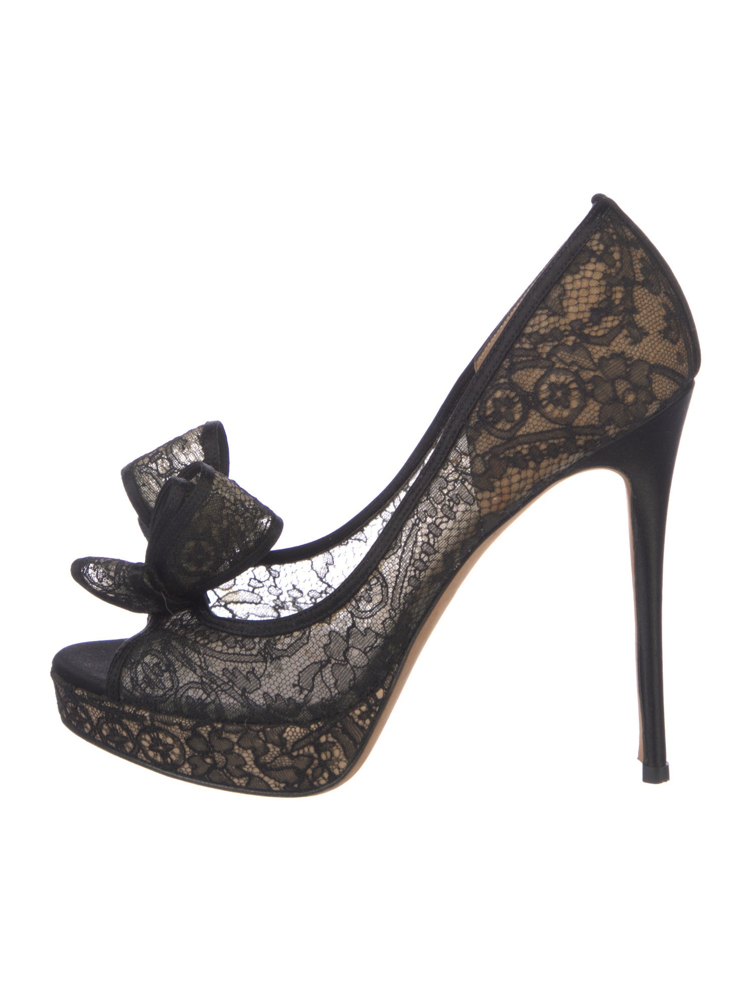 Valentino Lace Bow Accents Pumps