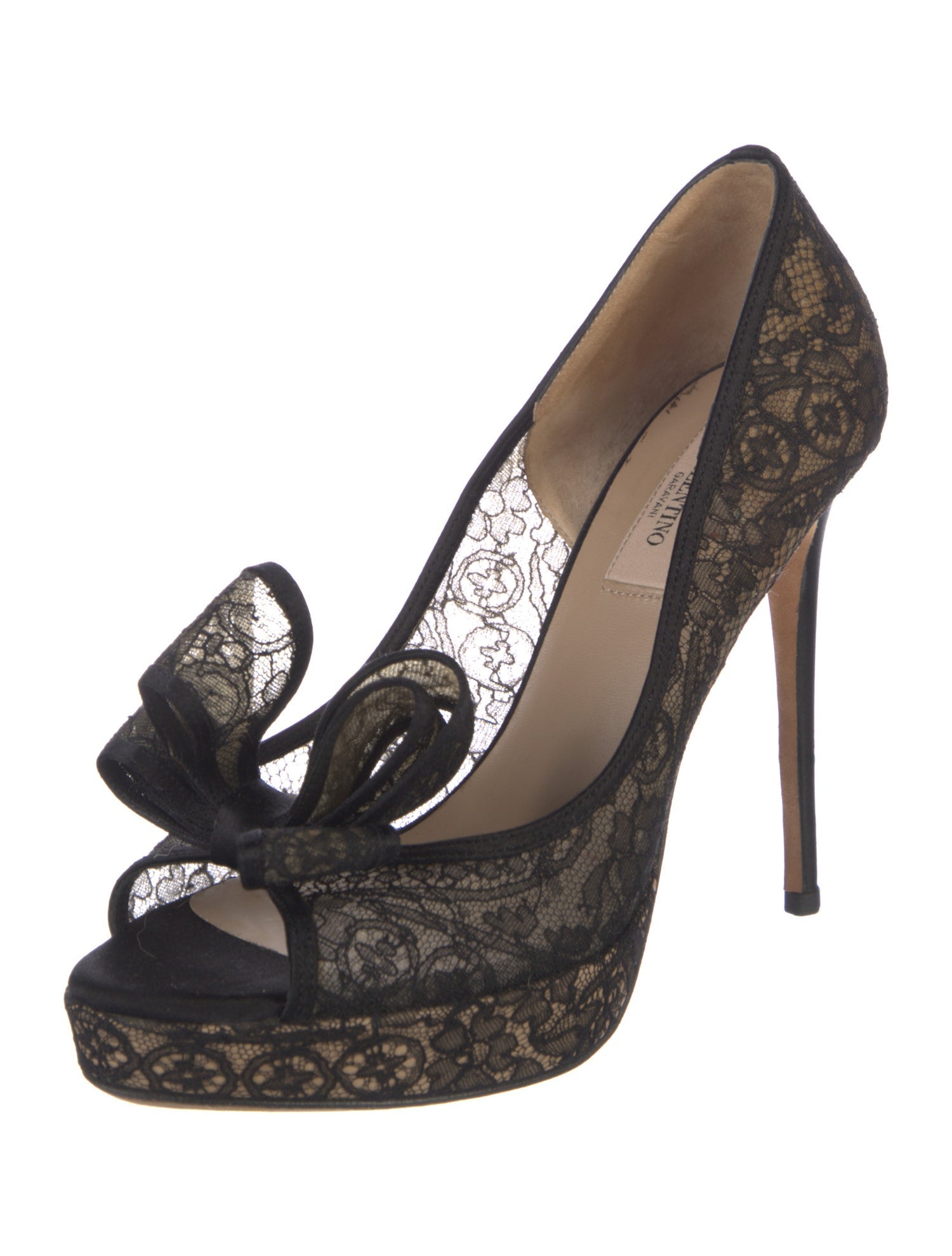 Valentino Lace Bow Accents Pumps