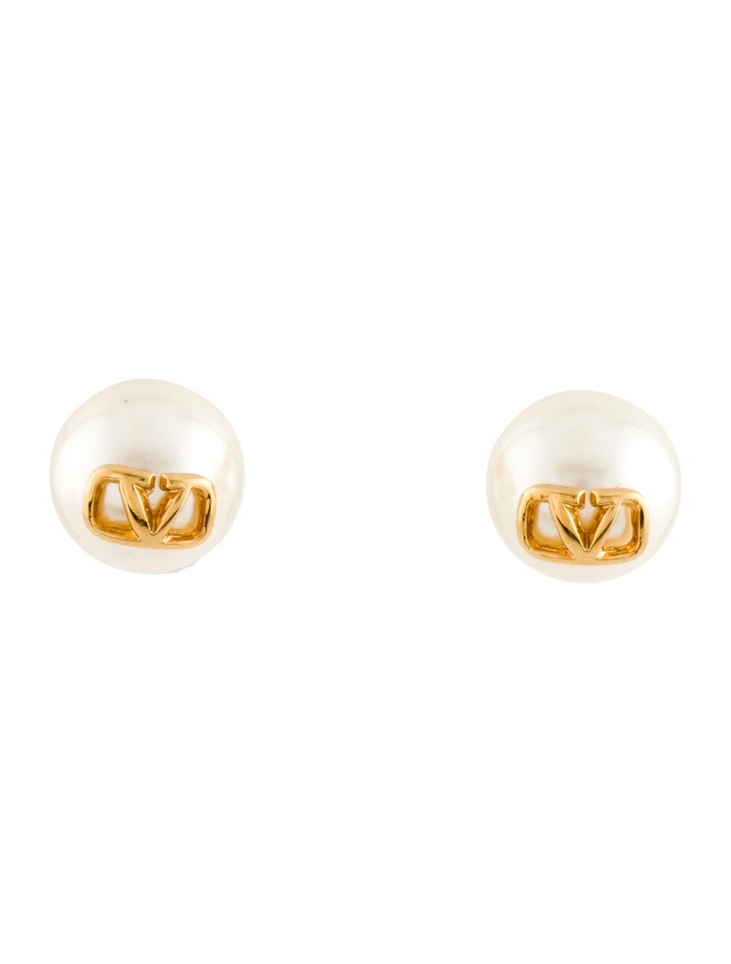 Valentino Faux Pearl VLogo Signature Stud Earrings