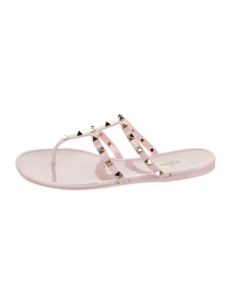 Valentino Rockstud Accents Rubber Flip Flops