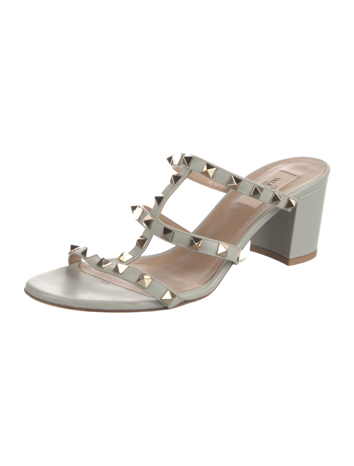 Valentino Rockstud Accents Leather Slides