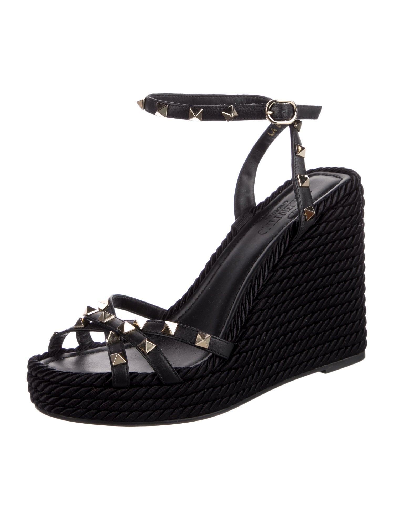 Valentino Rockstud Accents Leather Espadrilles