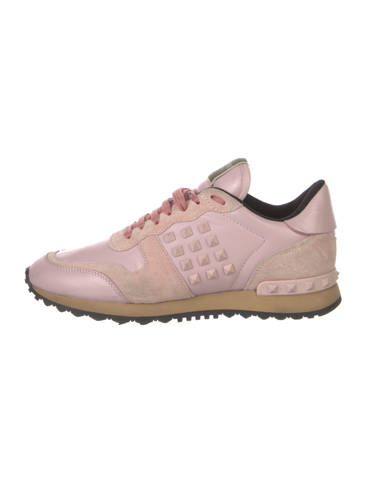Valentino Rockstud Accents Leather Athletic Sneakers