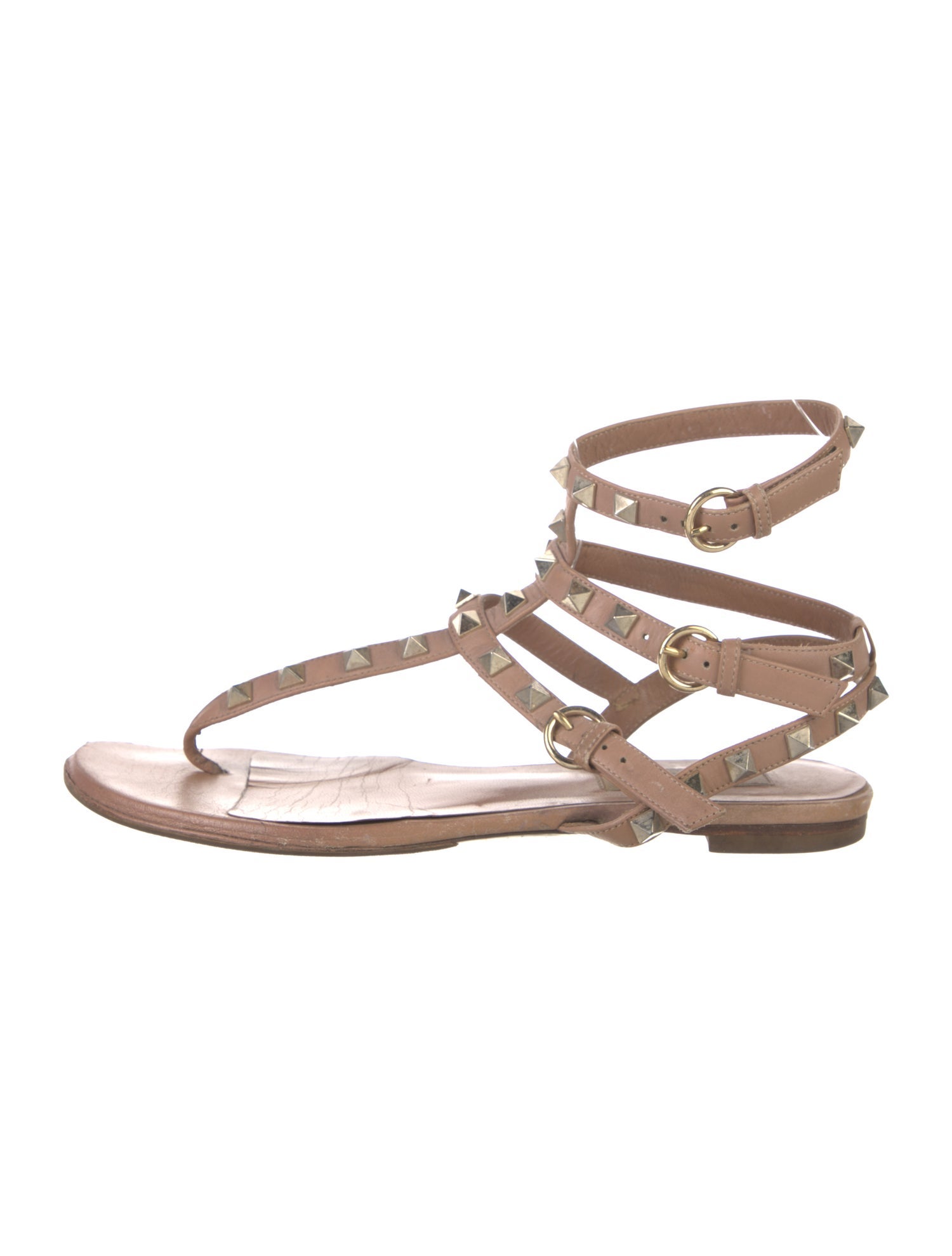 Valentino Rockstud Accents Leather Gladiator Sandals