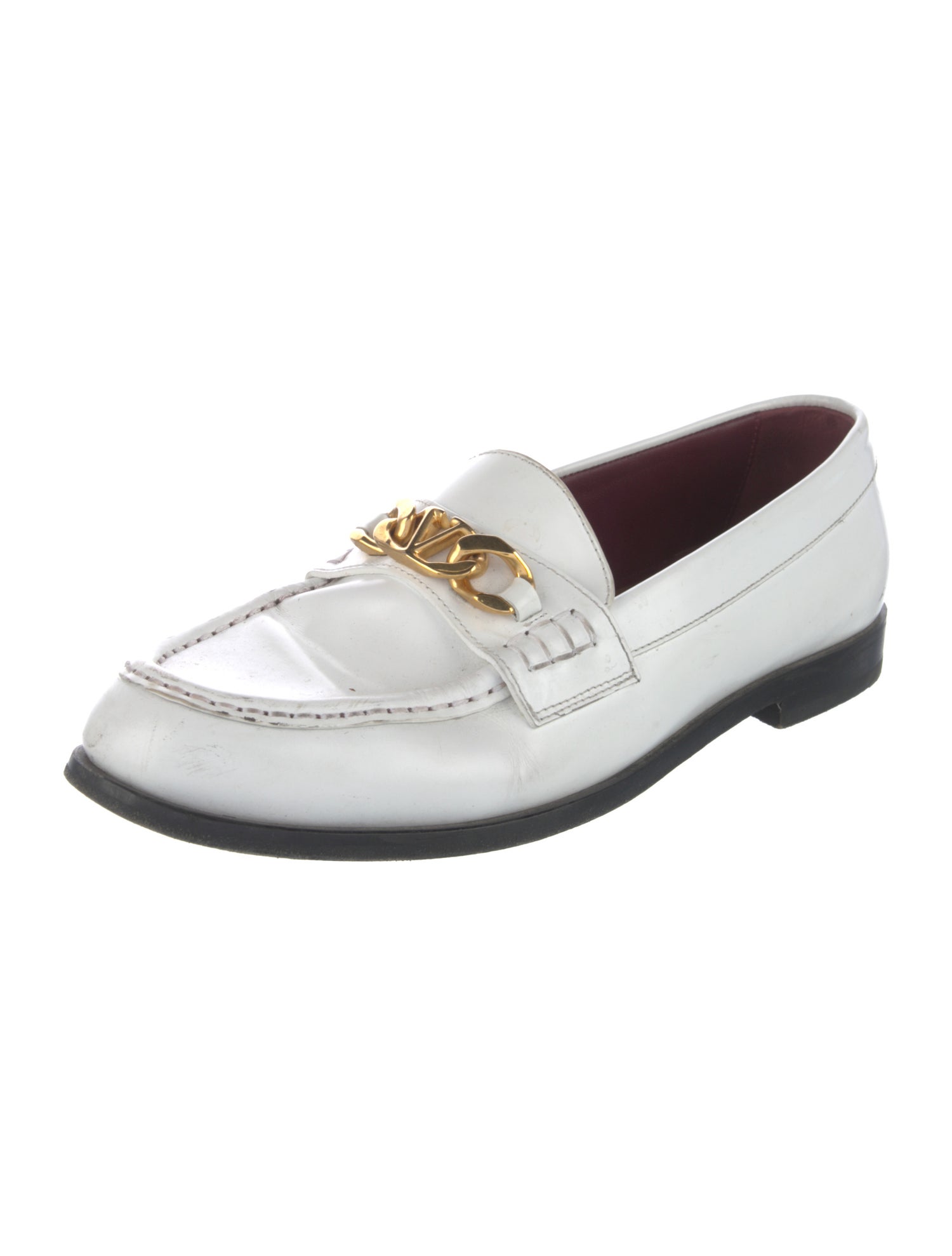 Valentino Leather Chain-Link Accents Loafers