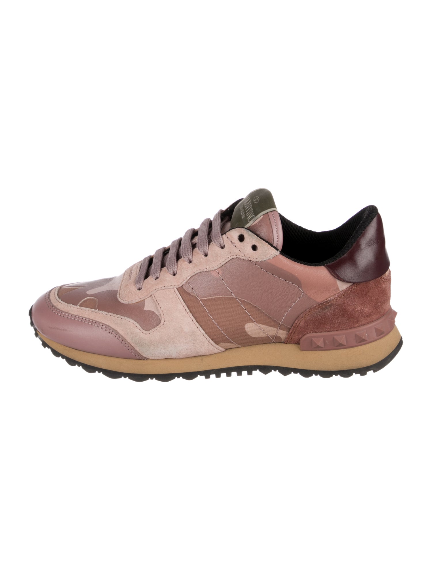 Valentino Rockstud Accents Leather Athletic Sneakers