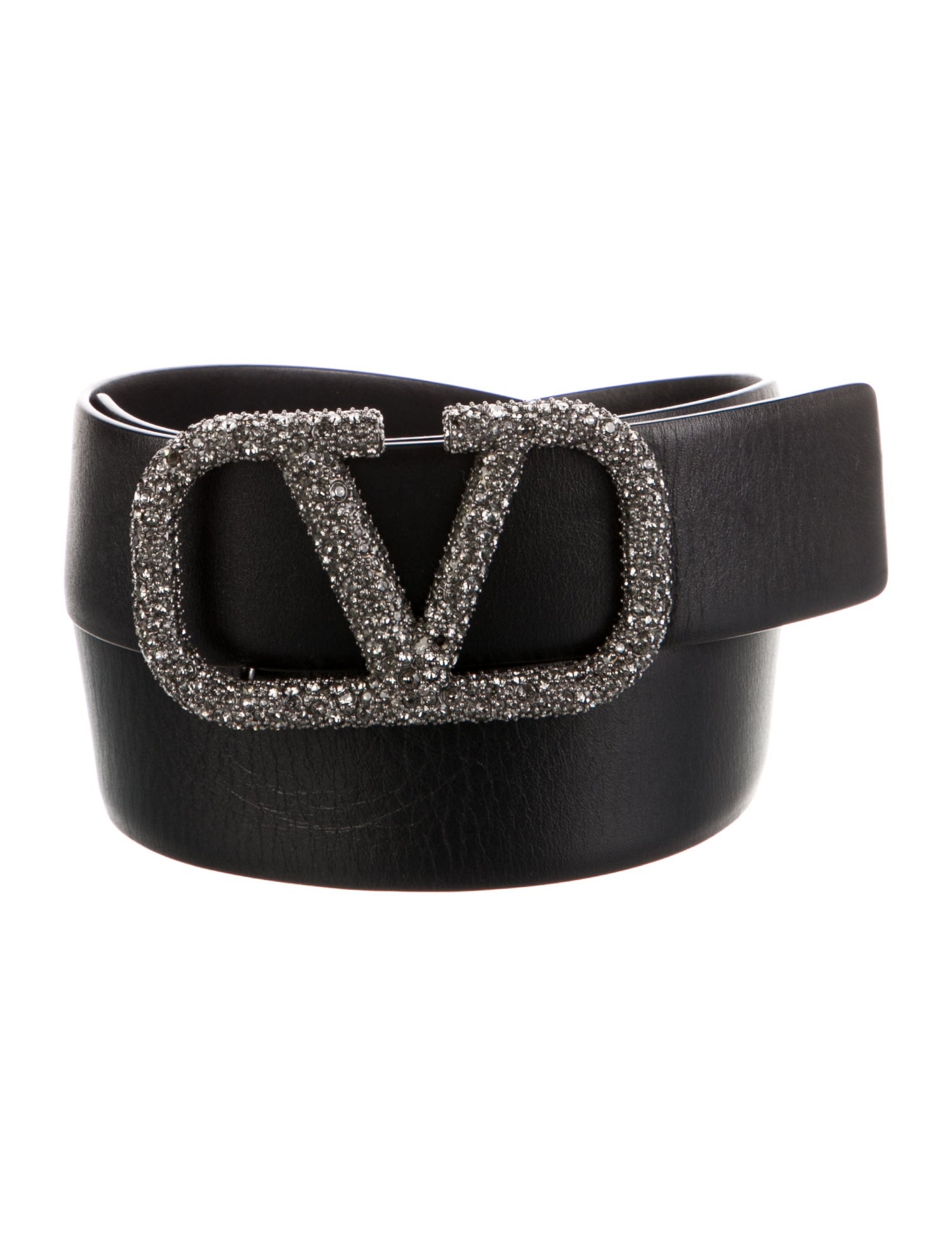 Valentino Leather Crystal Embellishments Waist Belt