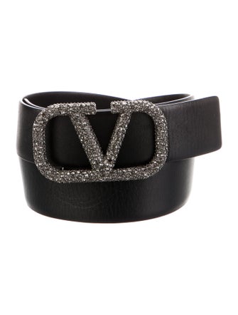 Valentino Leather Crystal Embellishments Waist Belt