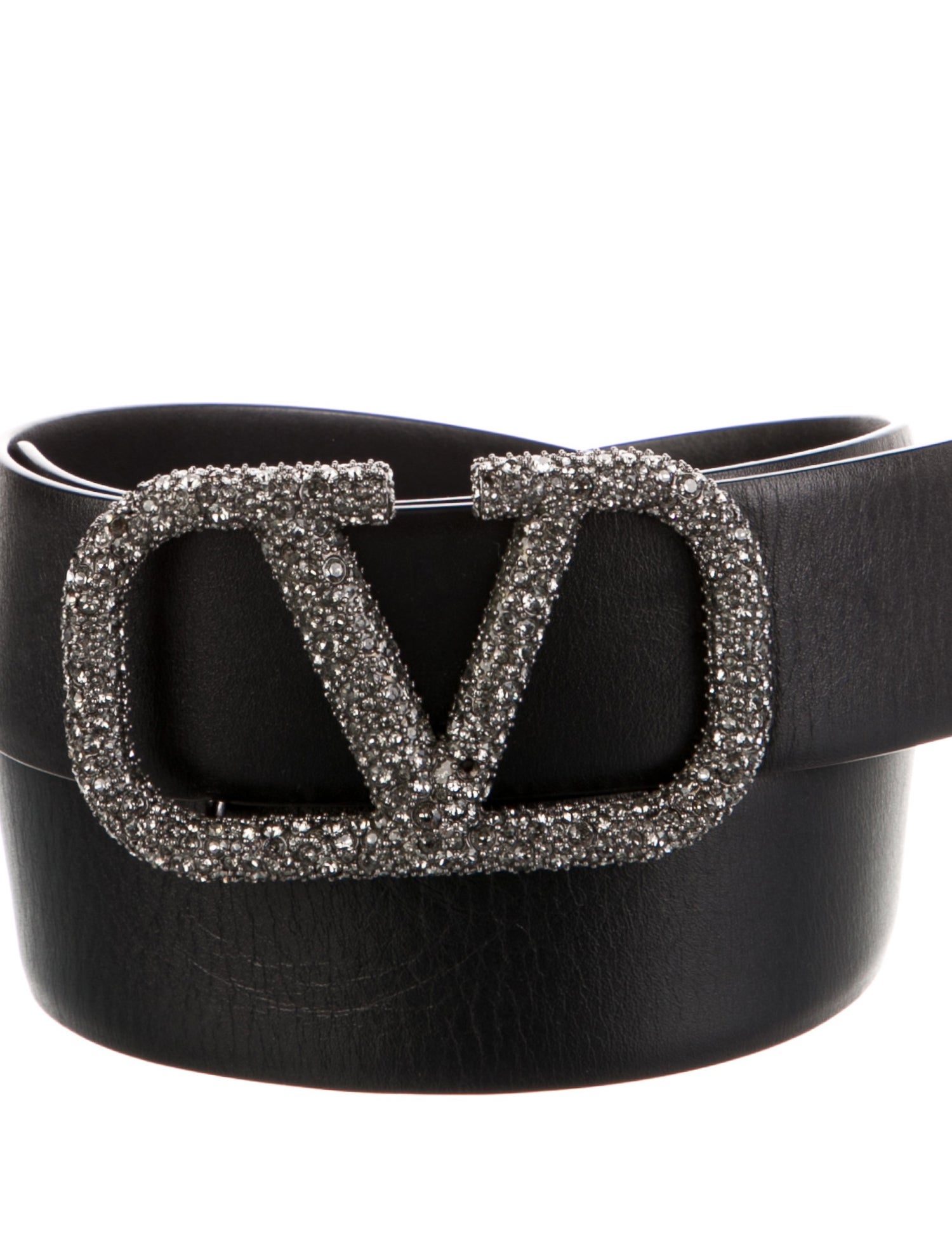 Valentino Leather Crystal Embellishments Waist Belt