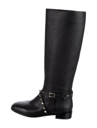 Valentino Rockstud Accents Leather Riding Boots