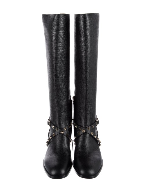 Valentino Rockstud Accents Leather Riding Boots