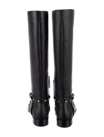 Valentino Rockstud Accents Leather Riding Boots