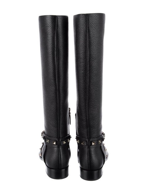 Valentino Rockstud Accents Leather Riding Boots