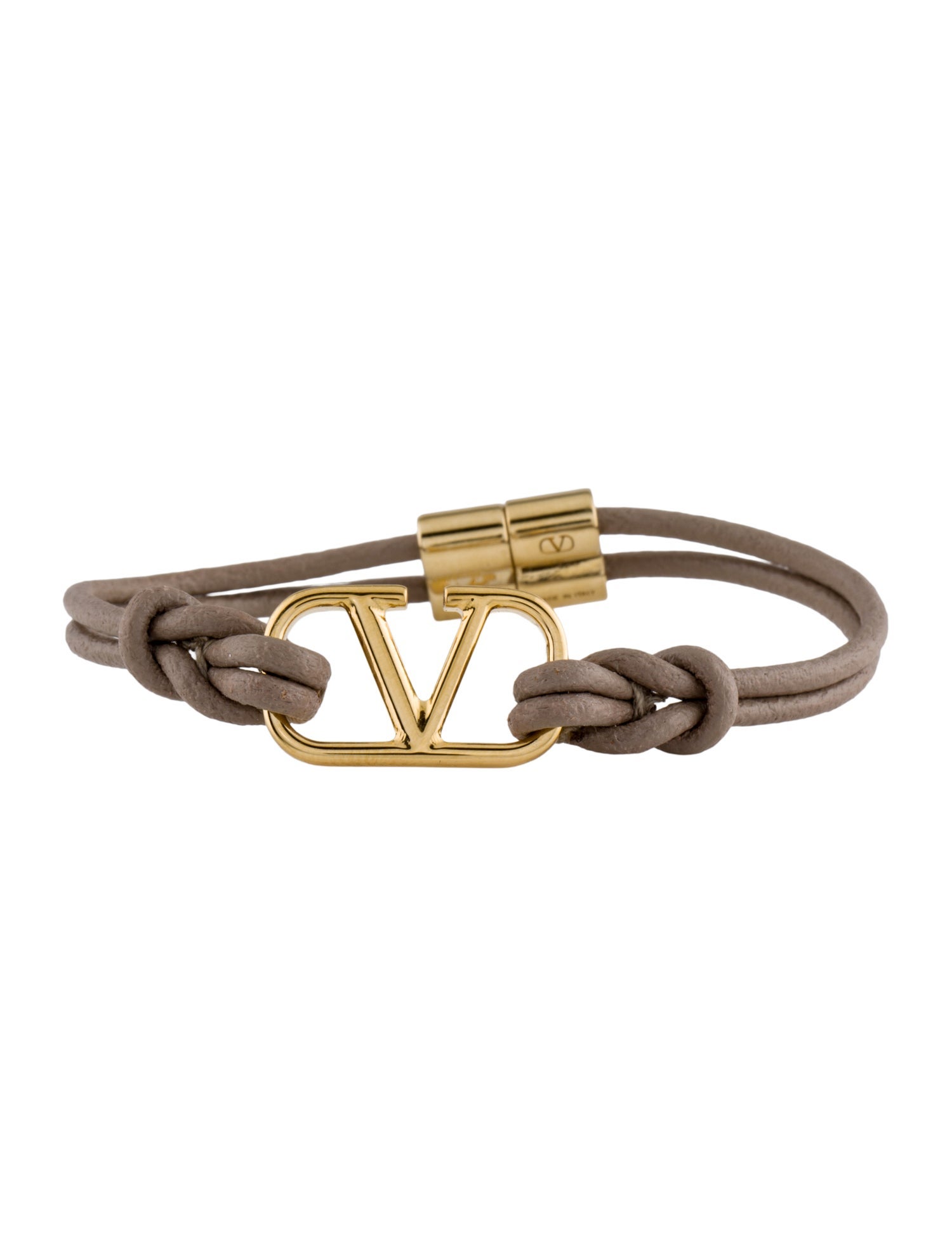 Valentino V Logo Leather Wrap Bracelet