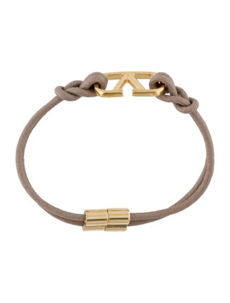 Valentino V Logo Leather Wrap Bracelet