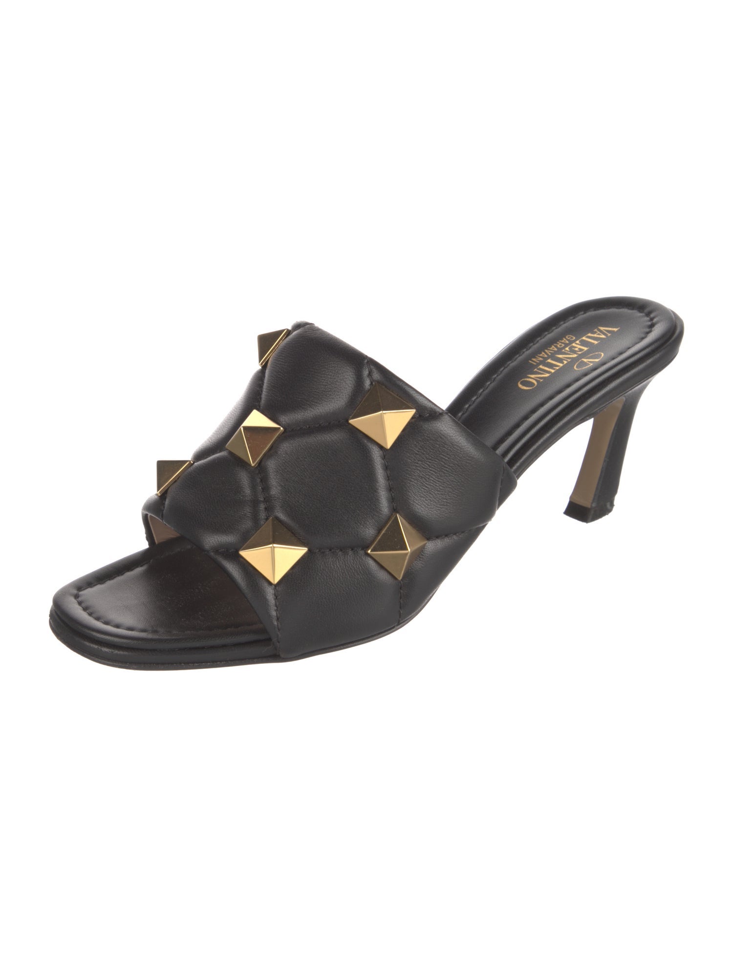 Valentino Rockstud Accents Leather Slides