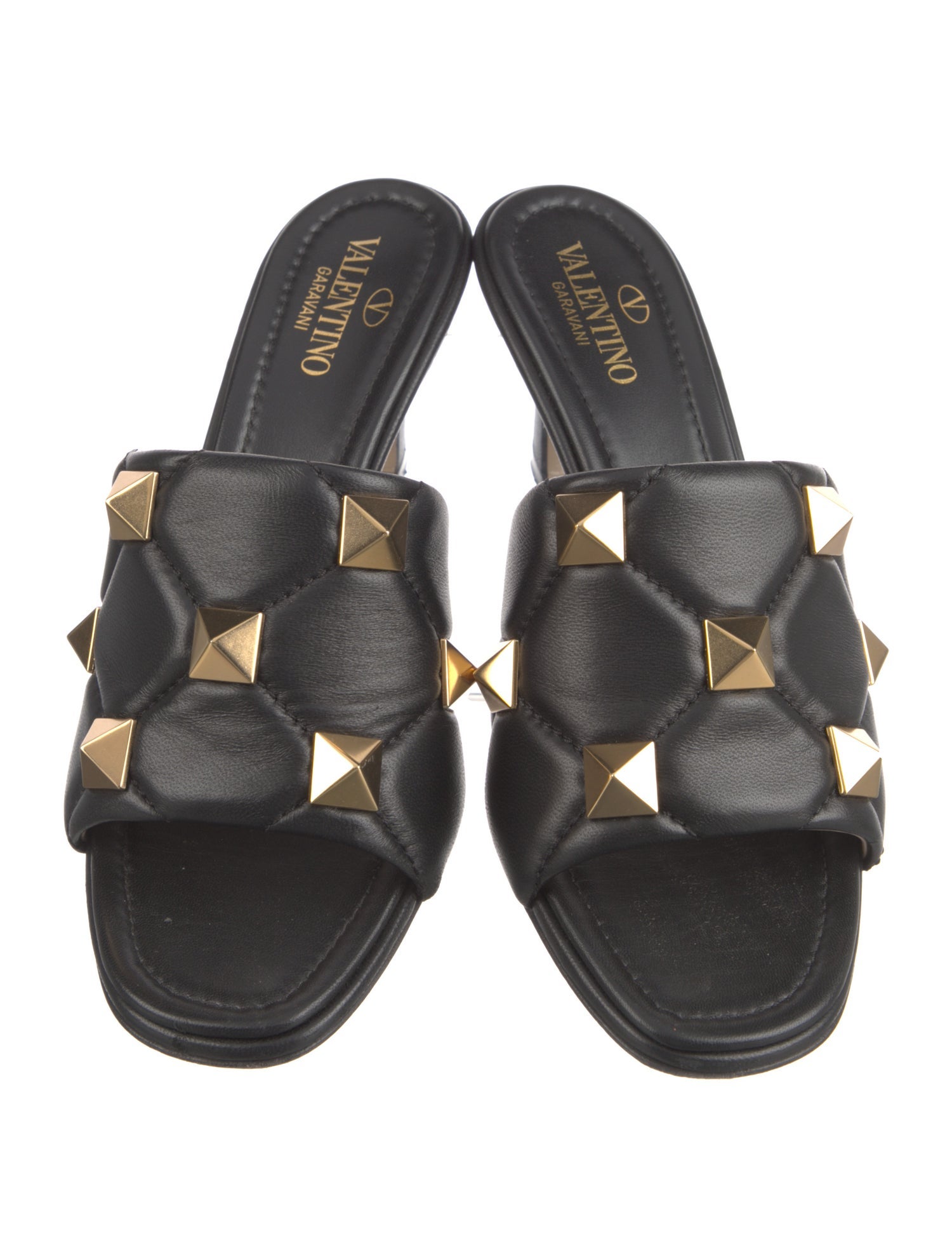 Valentino Rockstud Accents Leather Slides