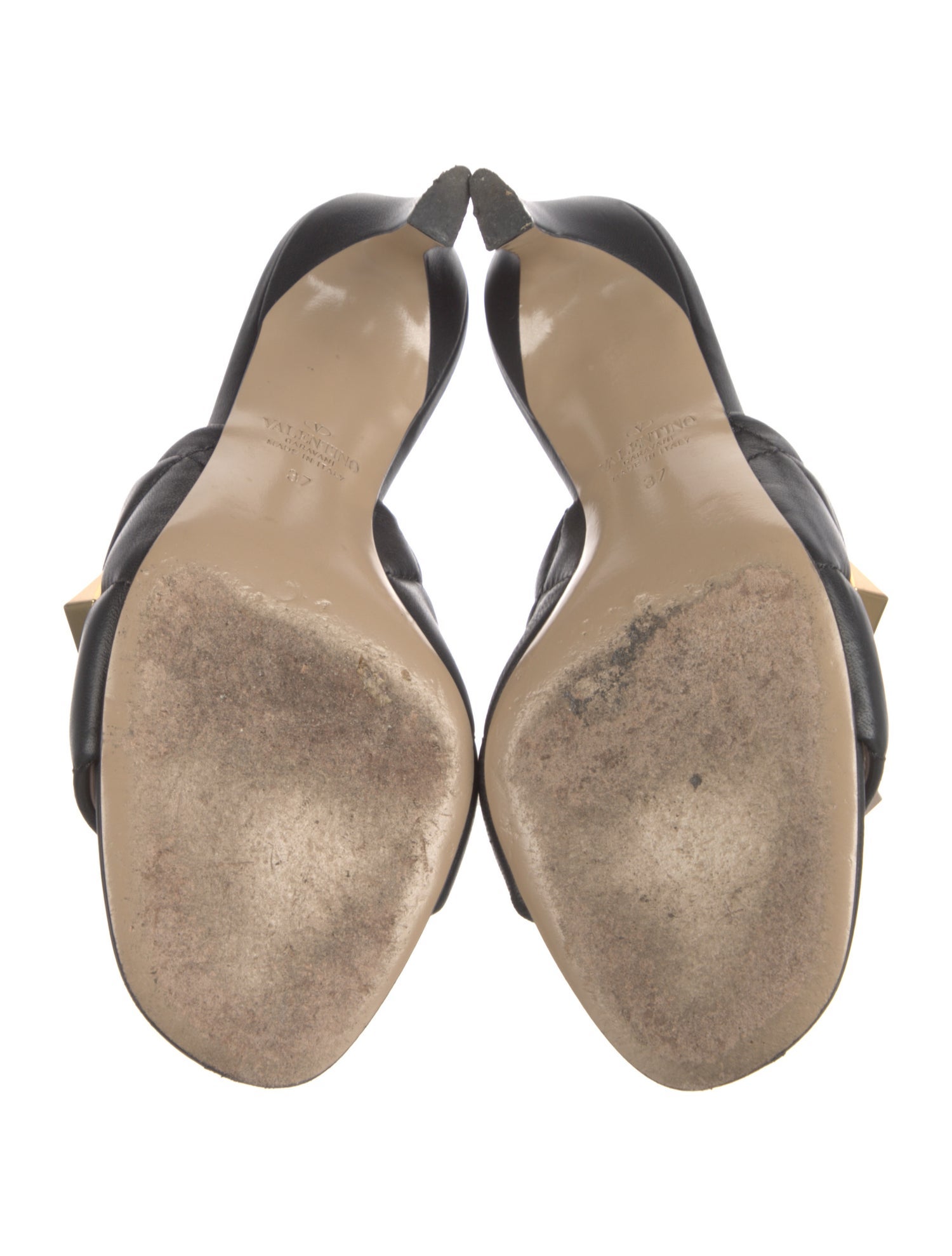 Valentino Rockstud Accents Leather Slides