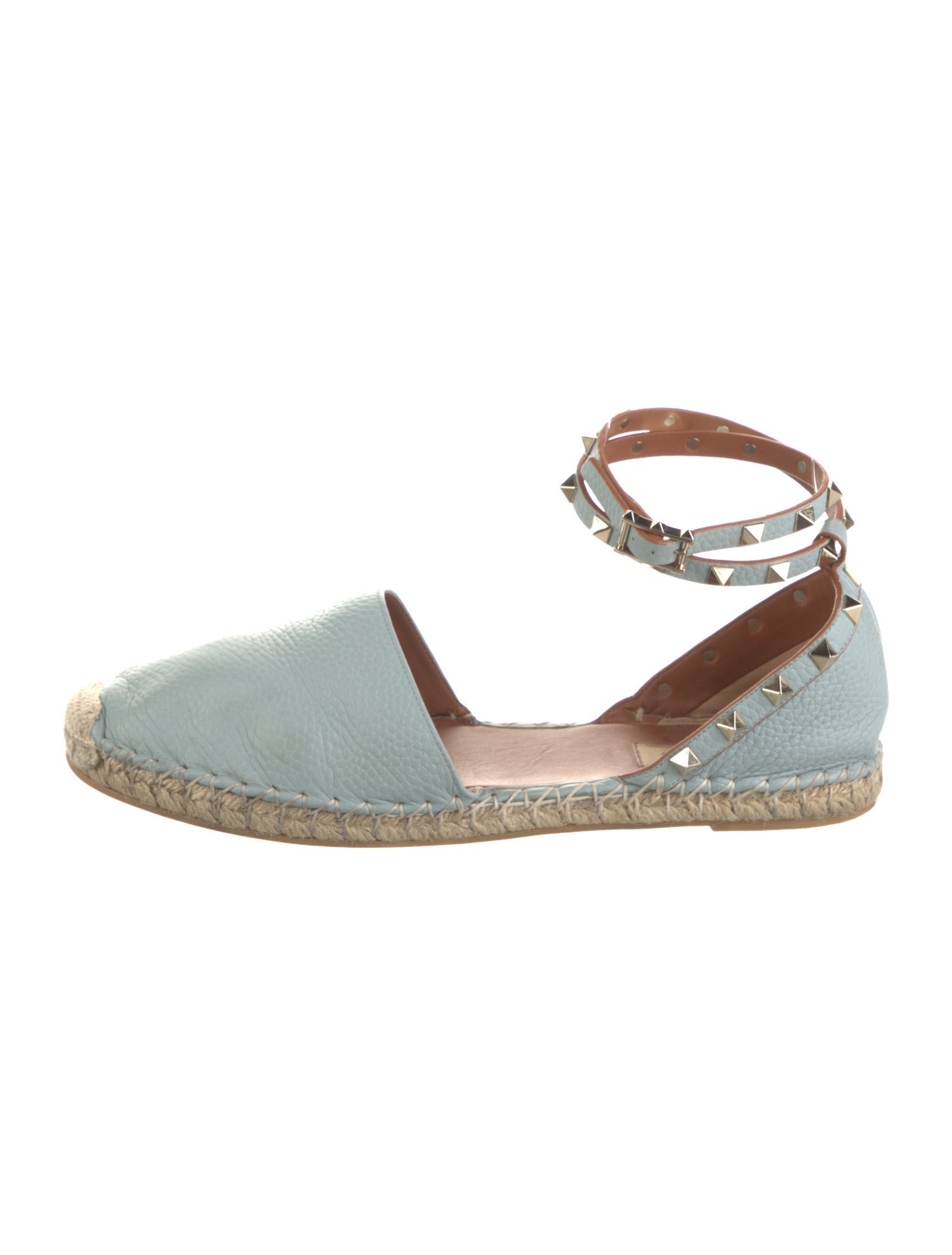 Valentino Rockstud Accents Leather Espadrilles