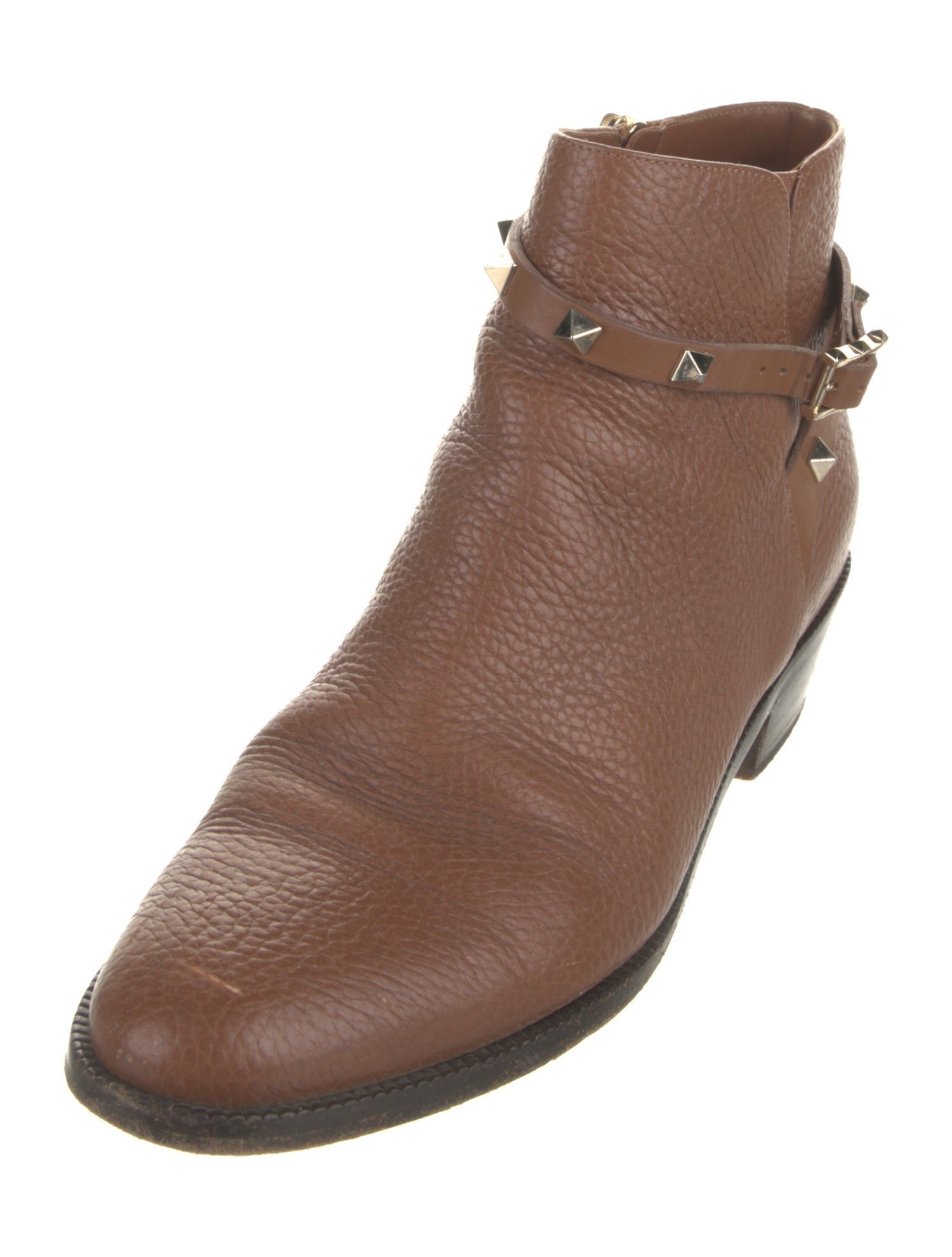 Valentino Rockstud Accents Leather Moto Boots