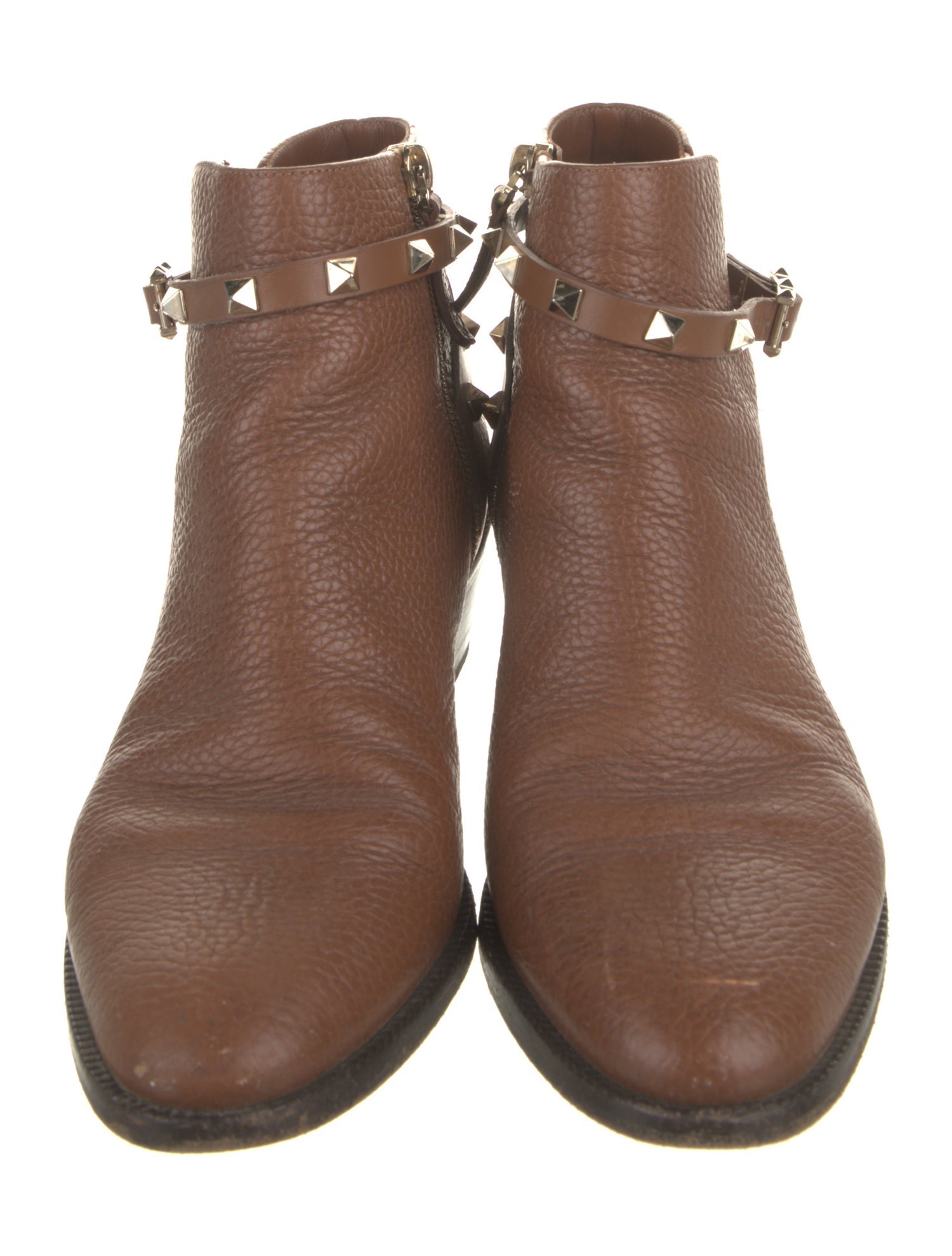 Valentino Rockstud Accents Leather Moto Boots