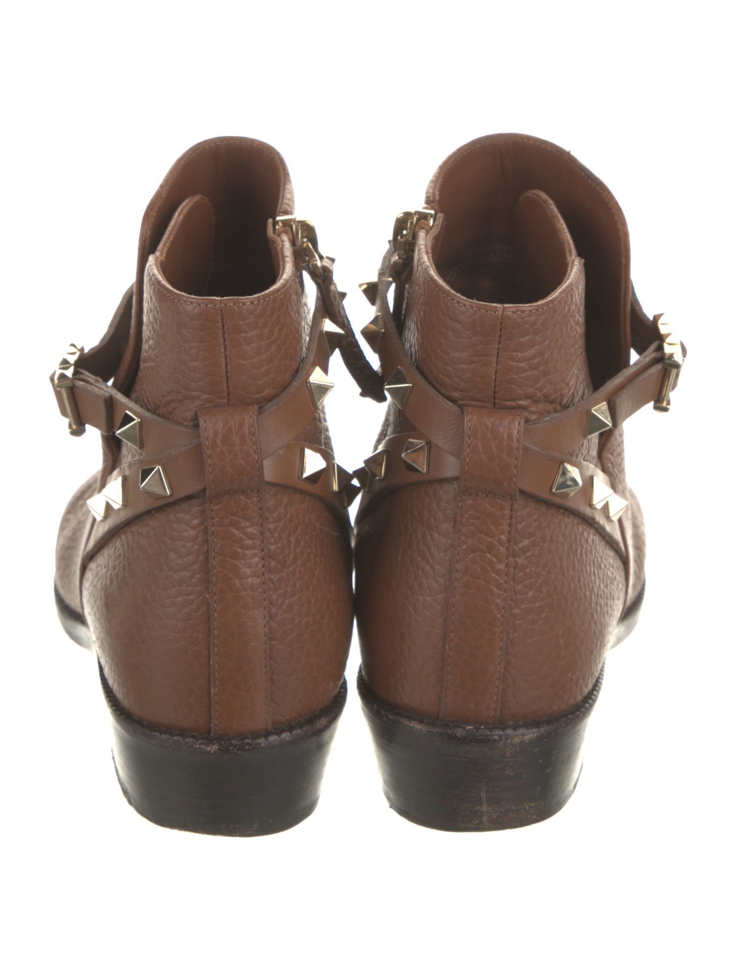 Valentino Rockstud Accents Leather Moto Boots