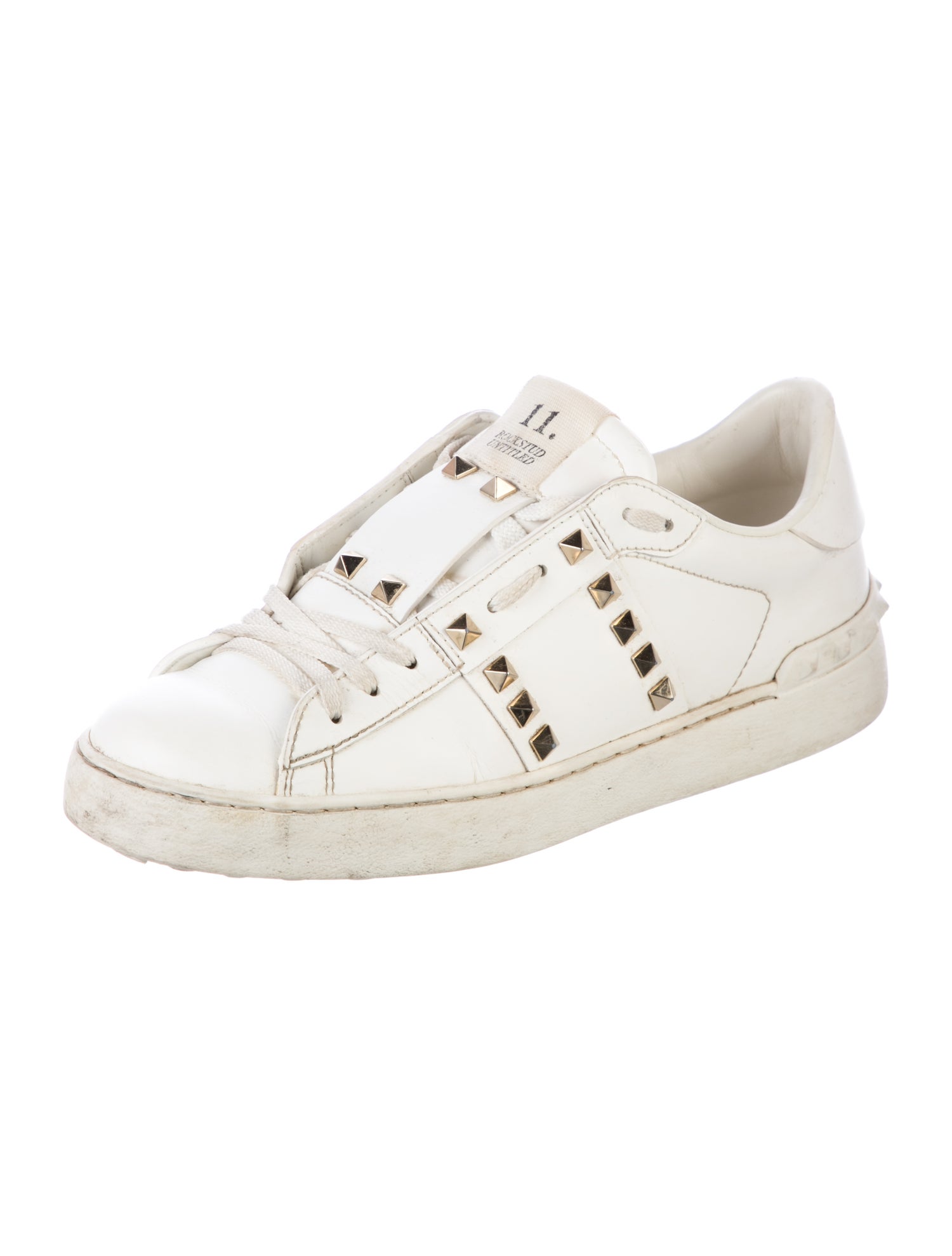 Valentino Rockstud Accents Leather Sneakers
