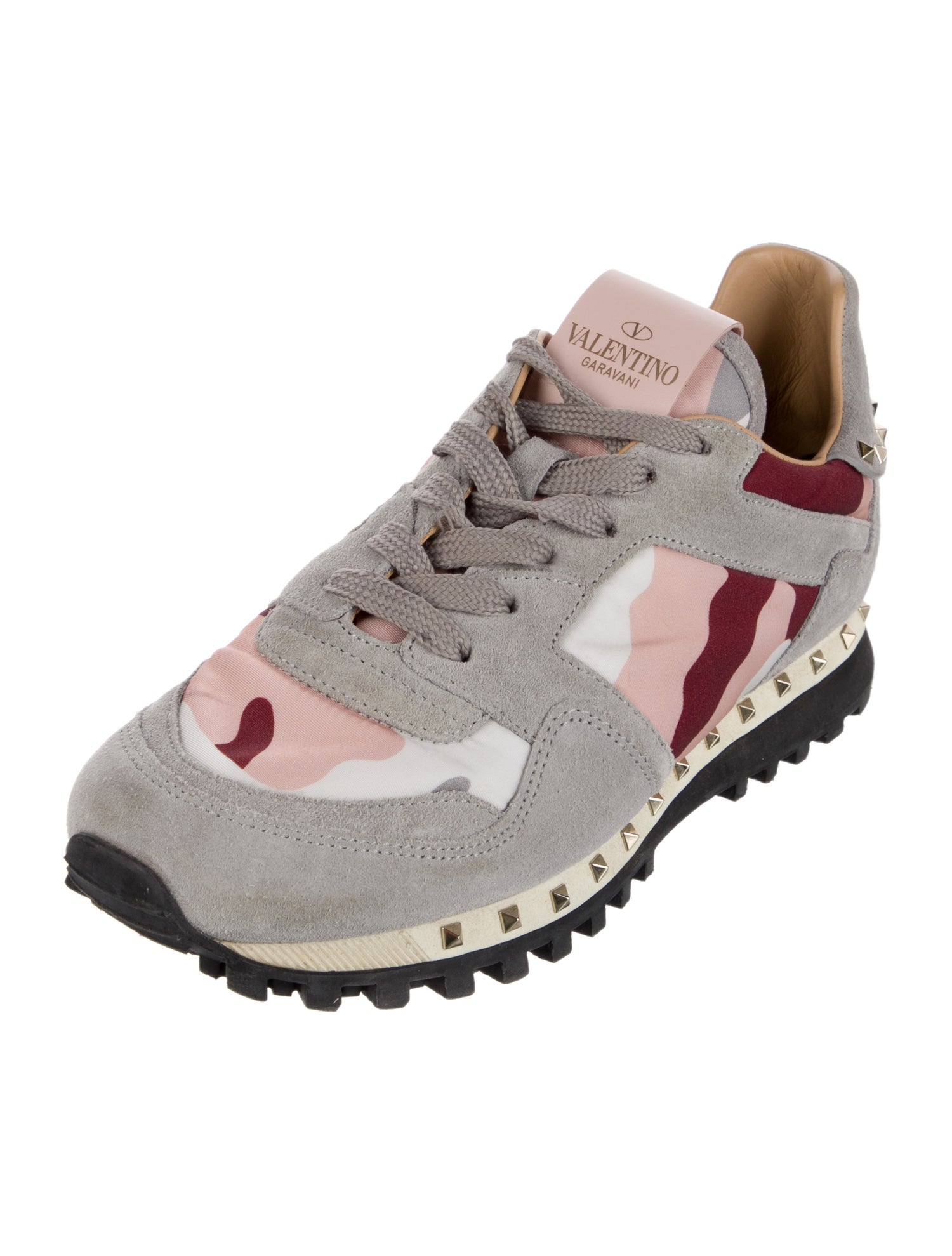 Valentino Rockstud Accents Suede Athletic Sneakers