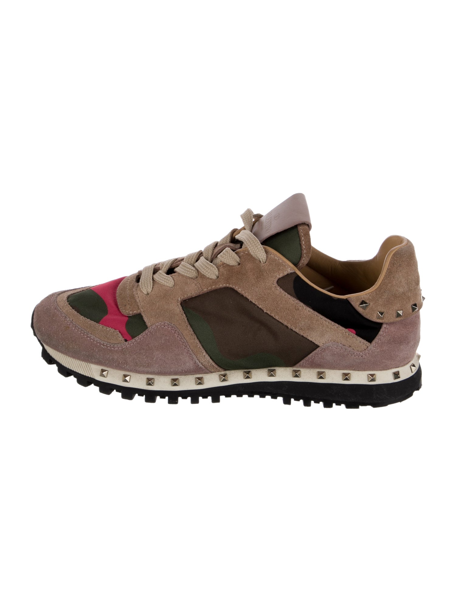 Valentino Rockstud Accents Suede Athletic Sneakers
