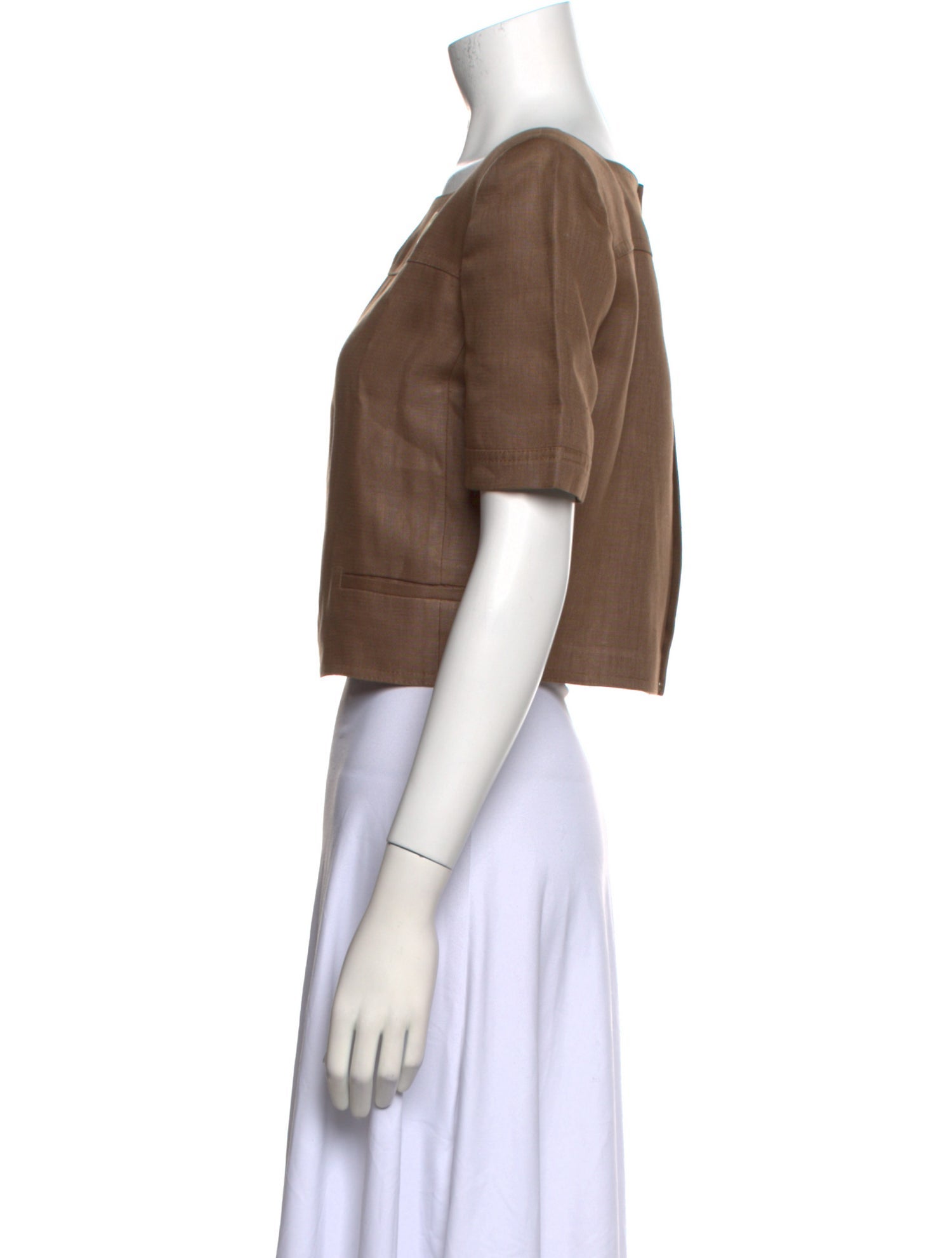 Valentino Linen Square Neckline Crop Top