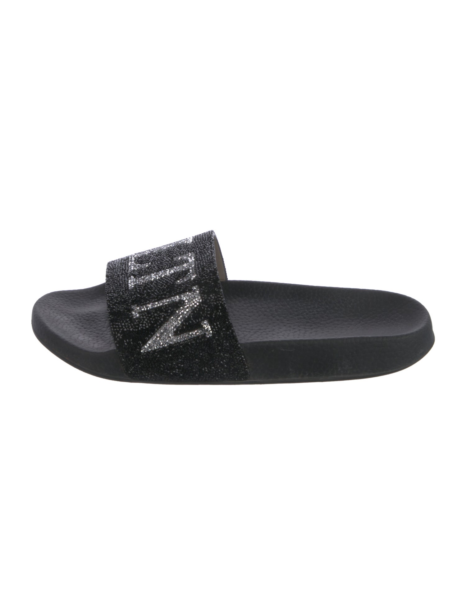 Valentino Rubber Crystal Embellishments Slides