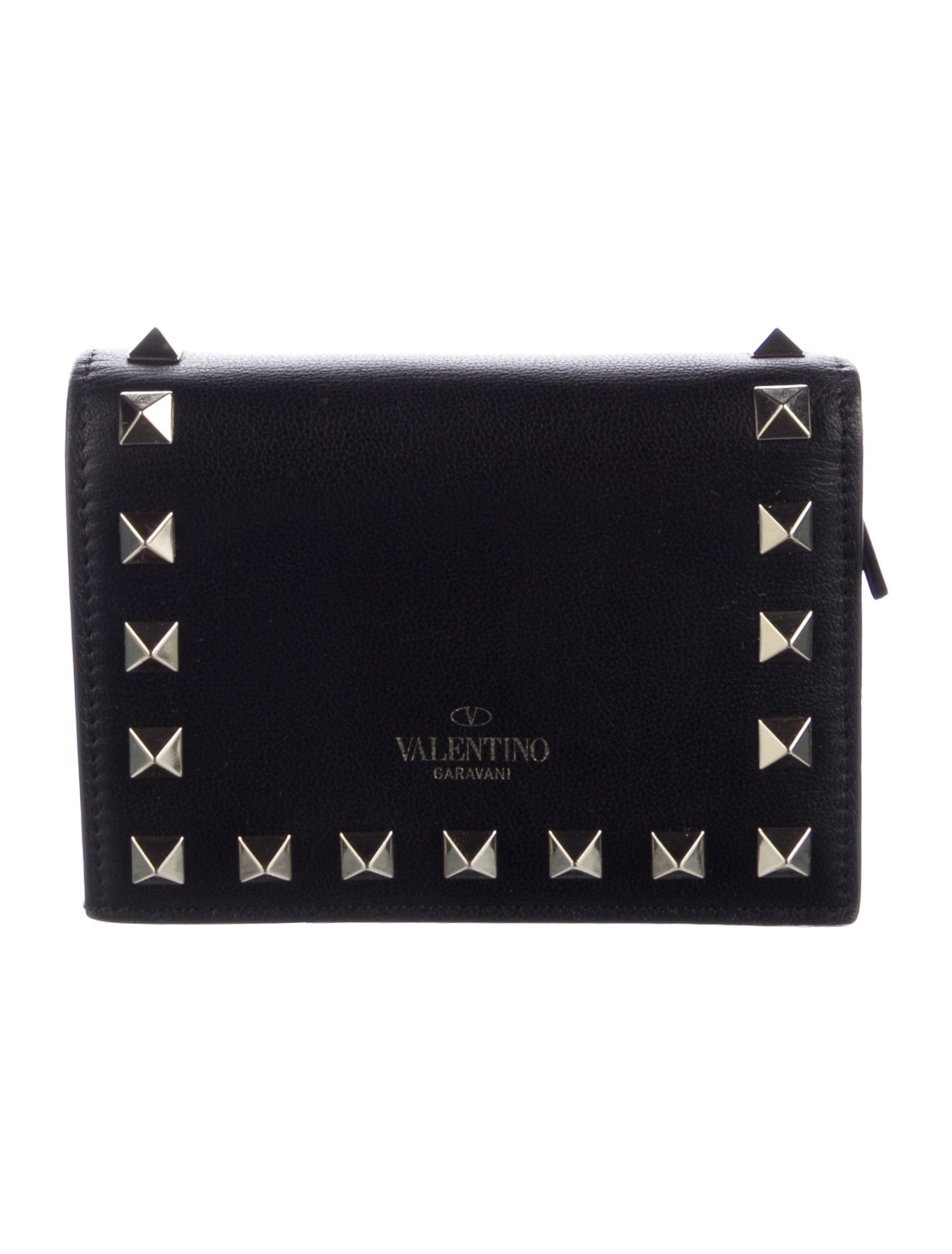 Valentino Rockstud Accents Leather Compact Wallet
